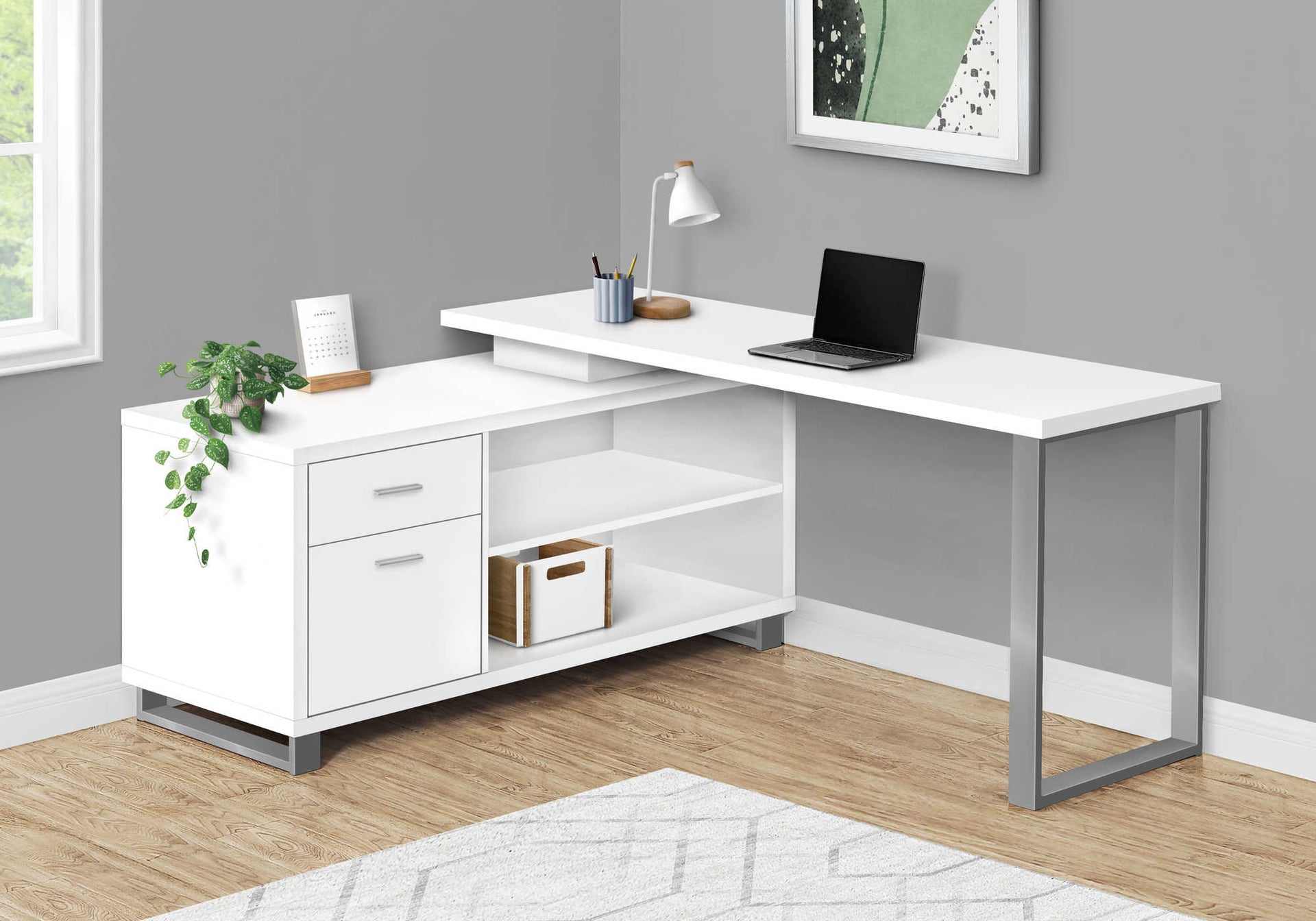 Elena L-Shaped Storage Desk