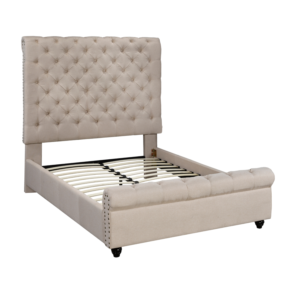 Victoria Platform Bed - Beige