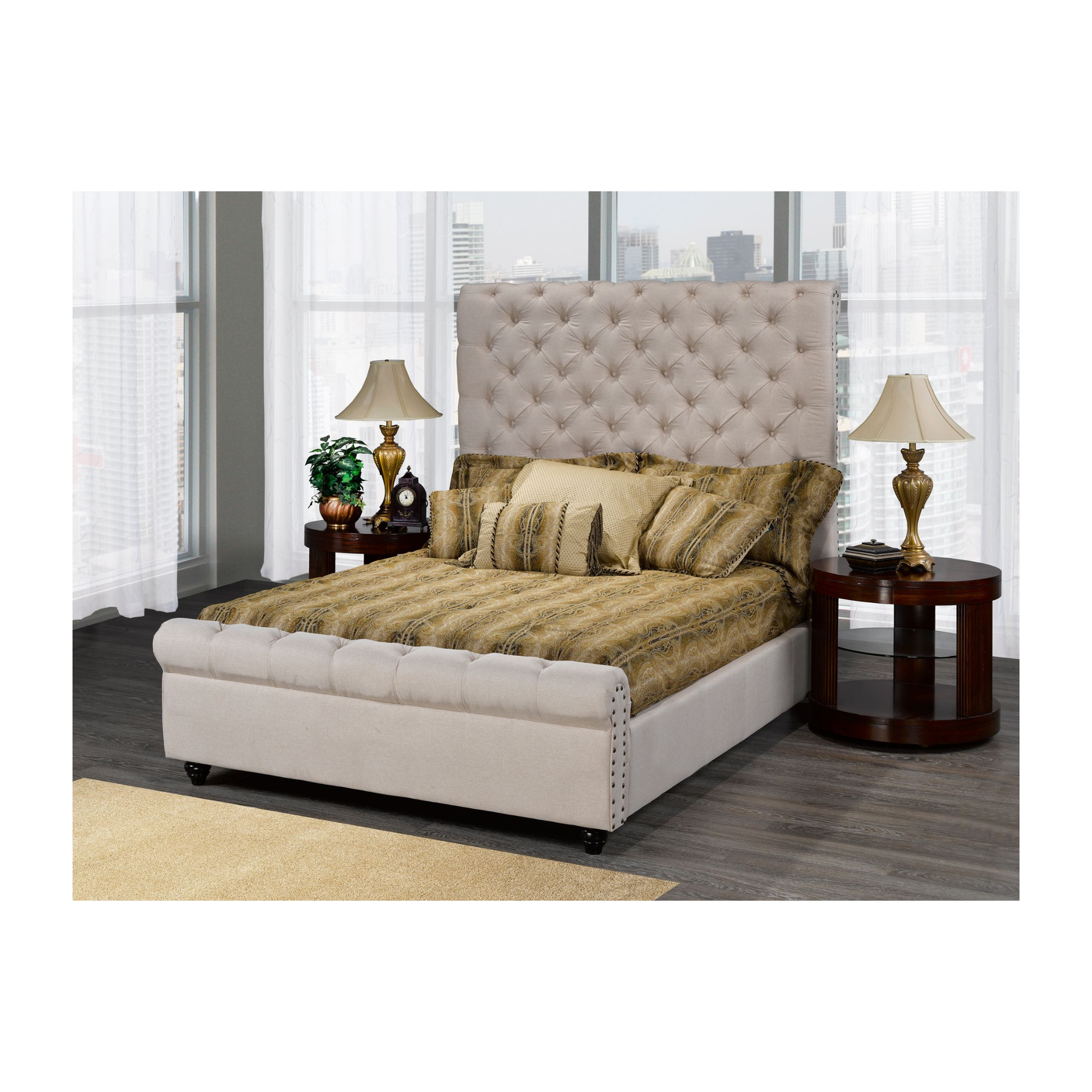 Victoria Platform Bed - King Beige