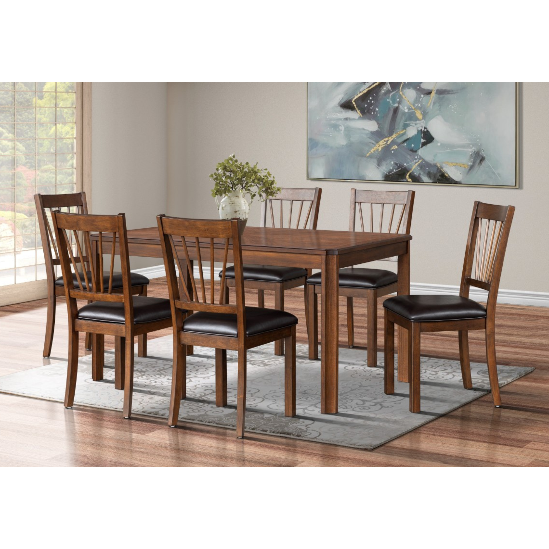 Camden Dining Set - 7-Piece (Espresso Table + Padded Chairs)