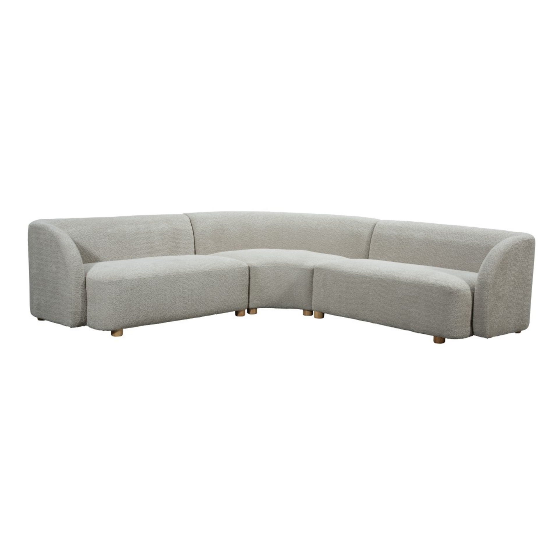 Raya Curved Modular Sectional Sofa - Textured Cream Boucle