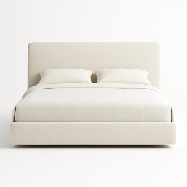 Minimalist Rounded Upholstered Platform Bed | Soft Modern Silhouette | Queen/King | Anisa Collection