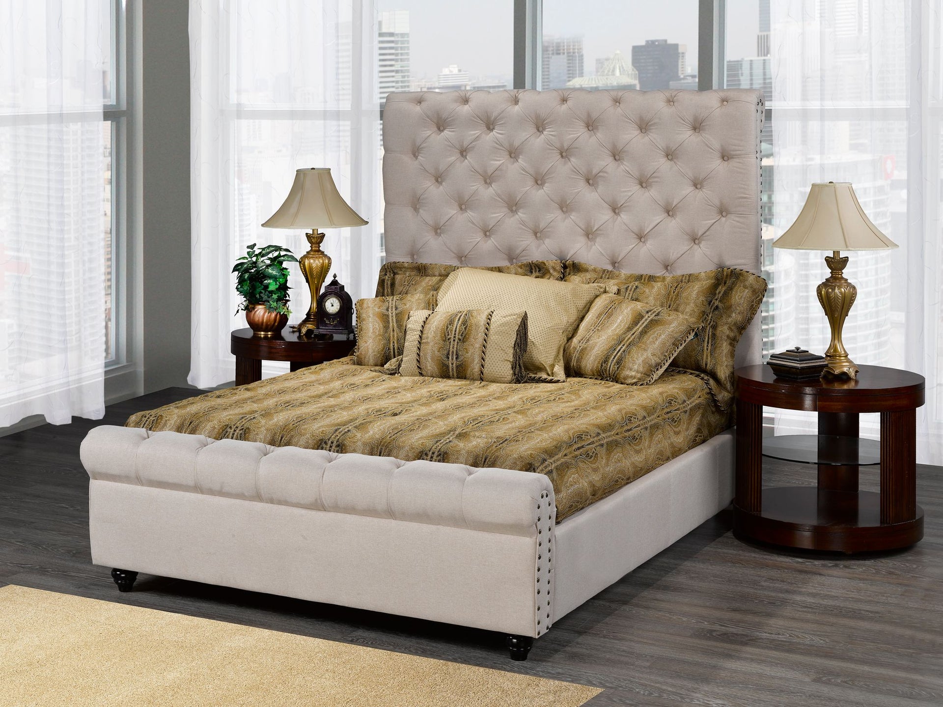 Victoria King Platform Bed, Beige