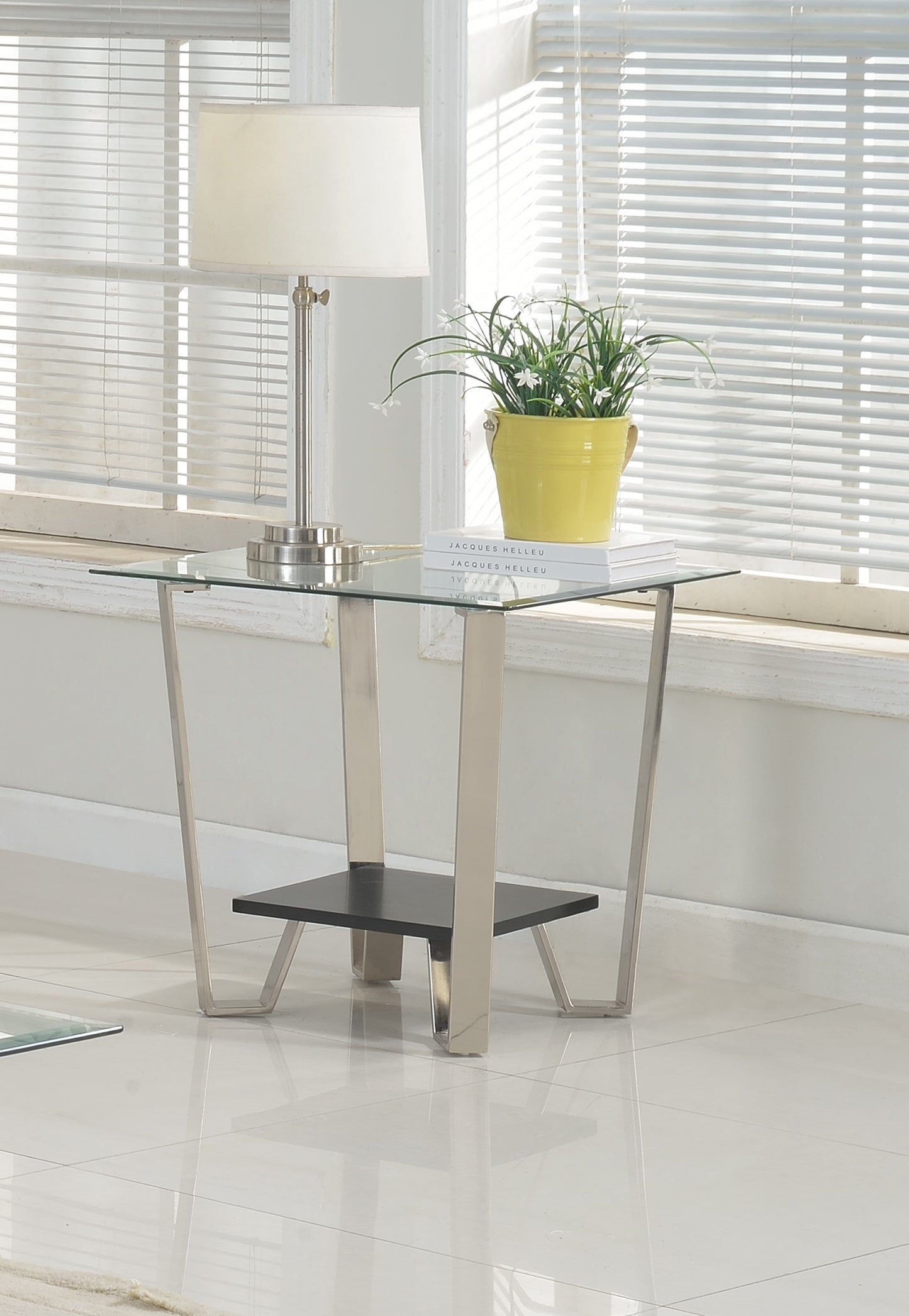 Allen End Table, Espresso/silver