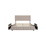 Amias Upholstered Platform Bed - Beige