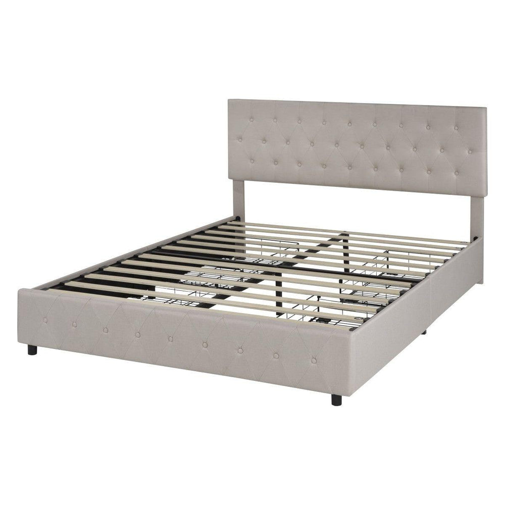 Amias Upholstered Platform Bed - Beige
