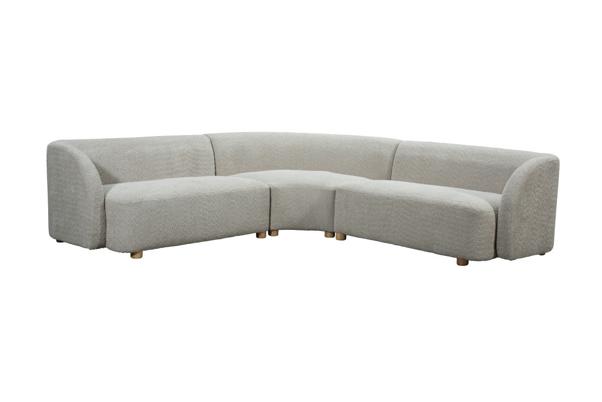 Raya Modern Curved Modular Sectional Sofa – Textured Cream Bouclé