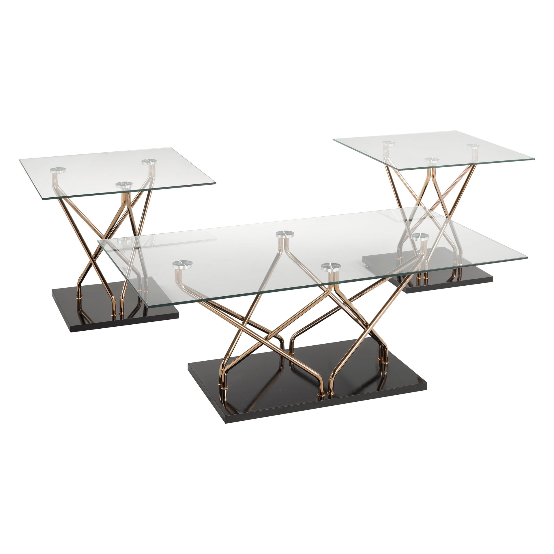 Ross 3-Piece Coffee Table Set - Black/Rose Gold