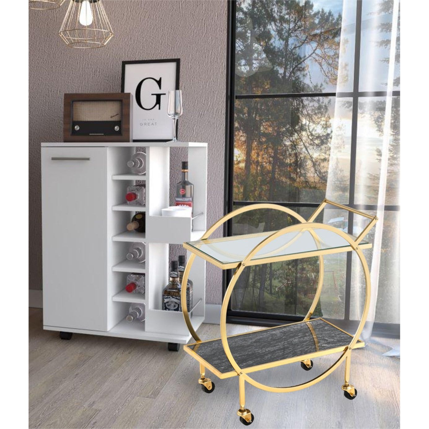 Maeve Bar Cart, Gold