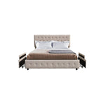 Amias Upholstered Platform Bed - Beige