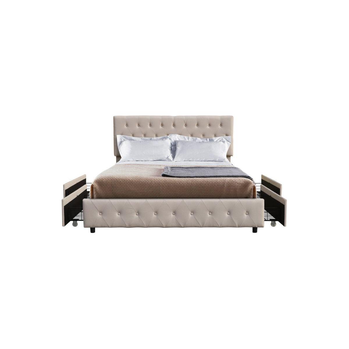 Amias Platform Storage Bed - Beige