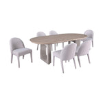 Dafne Pedestal 5-Piece Dining Set - Beige