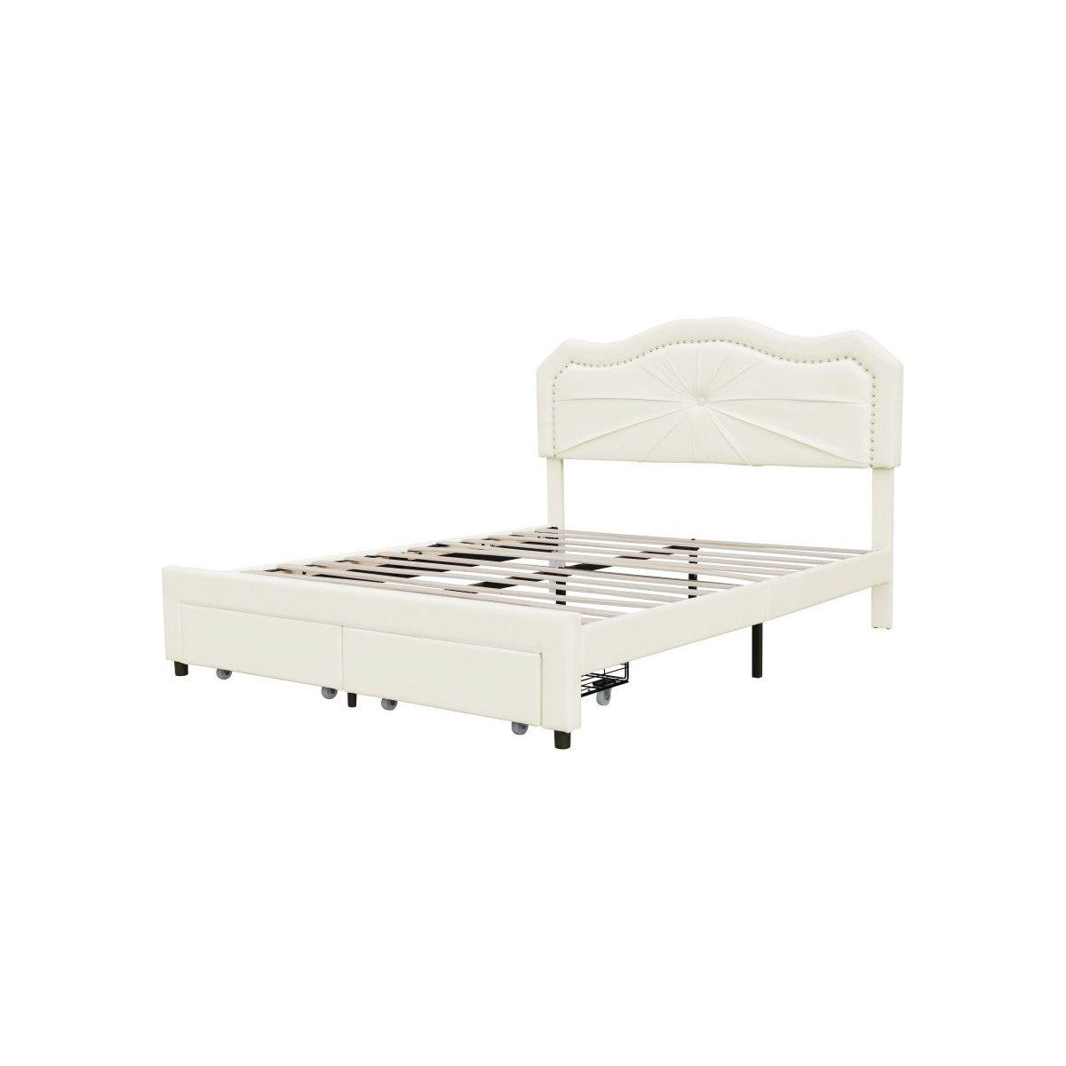 Finley Platform Double Storage Bed, Cream