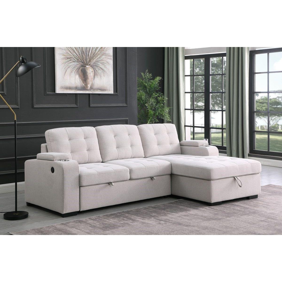 Una RHF/LHF Sectional Sleeper - Beige