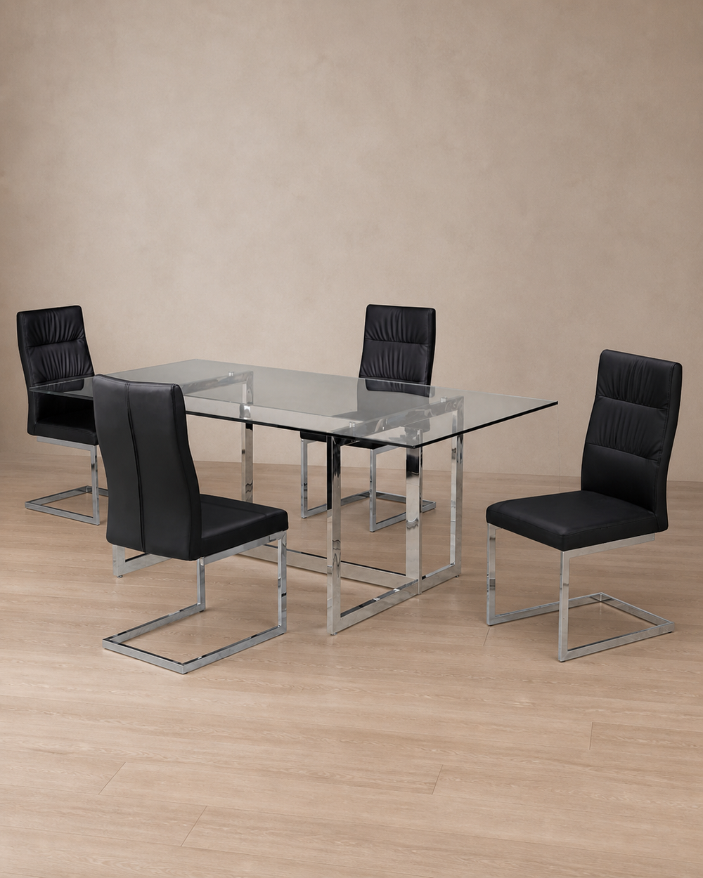 Bramley 5-Piece Glass Dining Set - Black