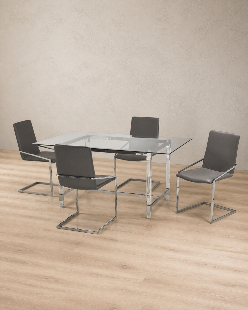 Ines 5-Piece Glass Dining Set - Grey