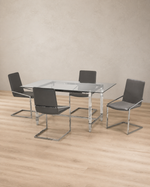 Ines 5-Piece Glass Dining Set - Grey