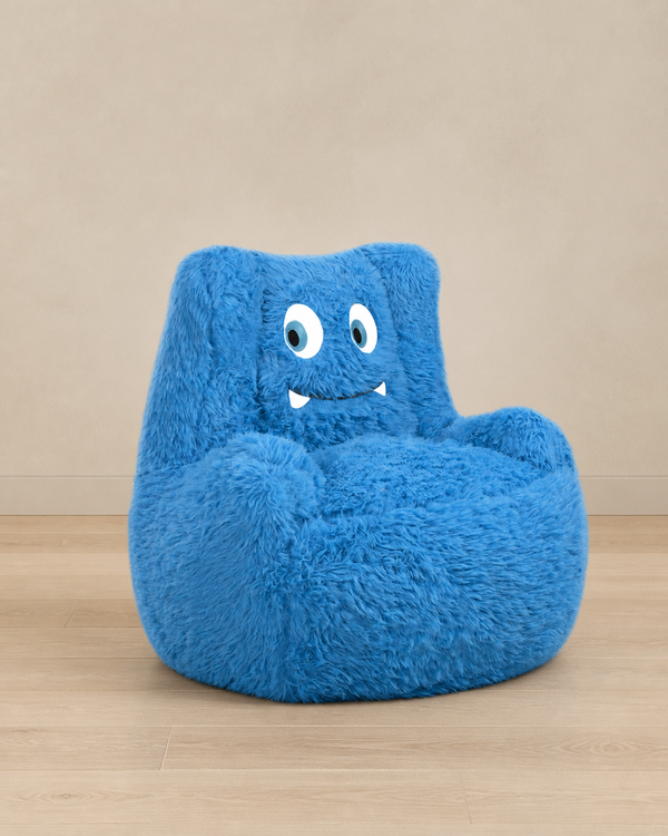 Fuzzy Monster Kids Chair - Blue