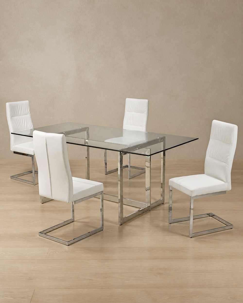 Linden 5-Piece Glass Dining Set - White