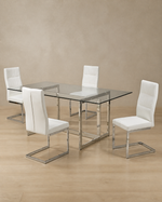Linden 5-Piece Glass Dining Set - White