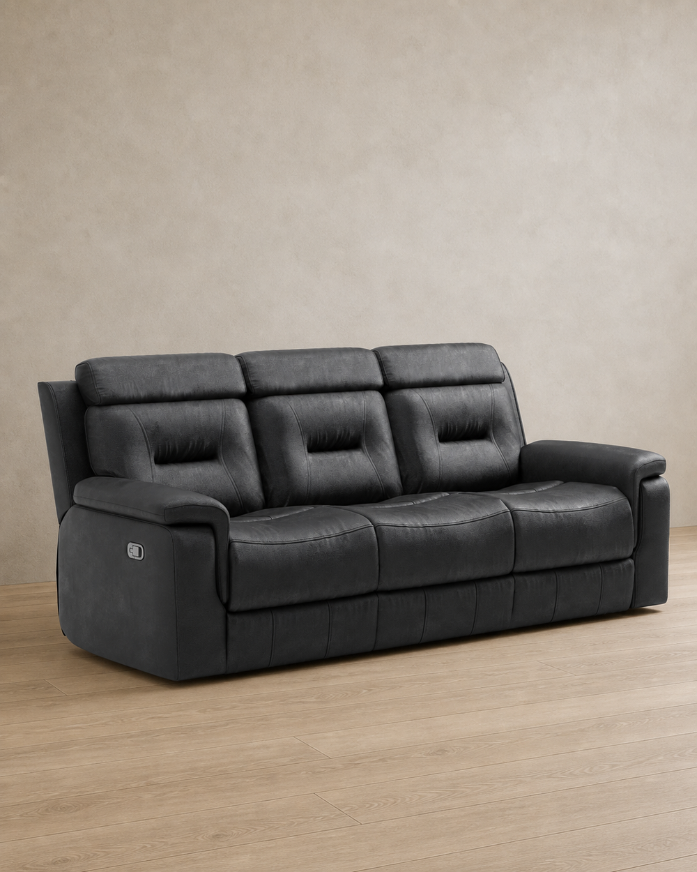 Torrance Top-Grain Leather Power Reclining Sofa - Black