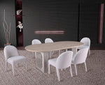 Dafne Pedestal 5-Piece Dining Set - Beige