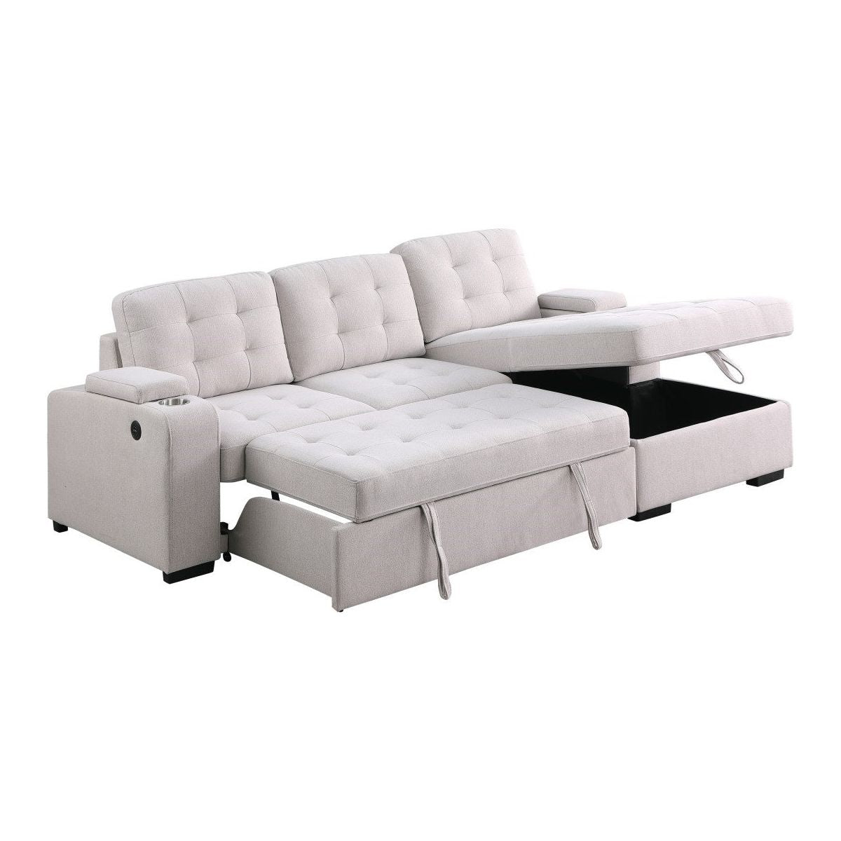 Una RHF/LHF Sectional Sleeper - Beige