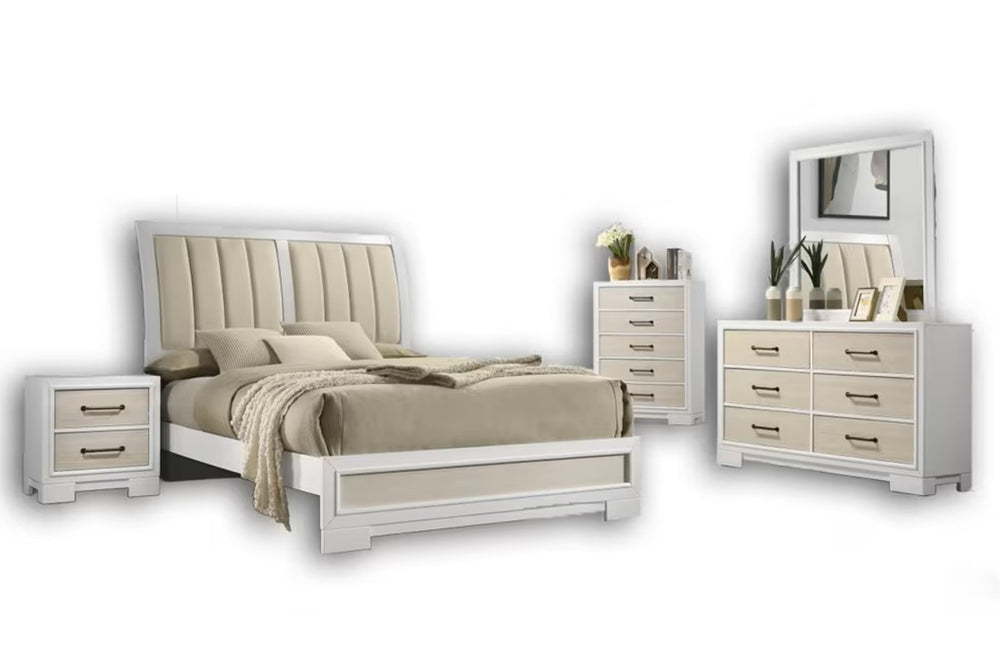 Flora Elegant 7-Piece Queen Bedroom Set - White