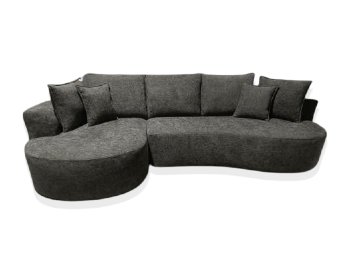 Monaco Curved Sectional Sofa, Brown
